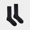 巴利/Bally 男士海军蓝和灰色提花棉袜 6300745