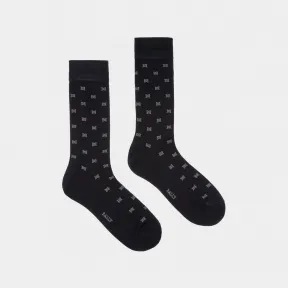 巴利/Bally 男士海军蓝和灰色提花棉袜 6300745