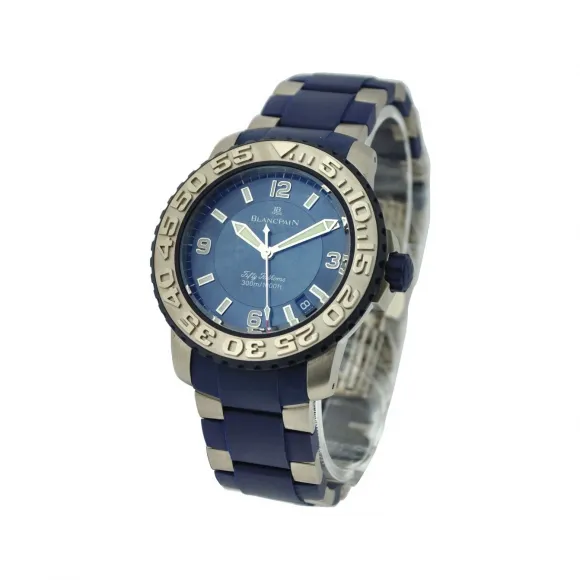 宝珀/Blancpain 40MM 18kt白金和橡胶 自动机械机芯 男表 2200-6740-68