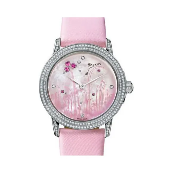 宝珀/Blancpain Women 女装腕表系列 18k白金镶钻 自动机械机芯 女表 3300-35C54C-52B