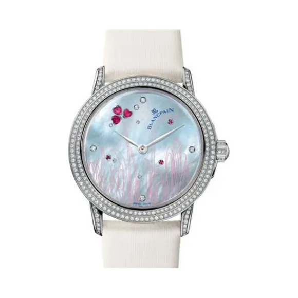 宝珀/Blancpain Women 女装腕表系列 18k白金镶钻 自动机械机芯 女表 3300-35C54D-52B