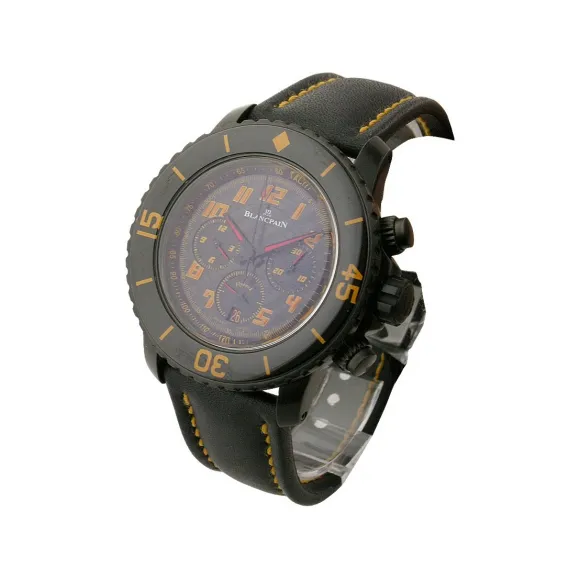 宝珀/Blancpain 45MM 钢与DLC涂料 自动机械机芯 男表 5785FO-11D03-63