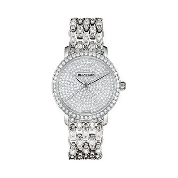 宝珀/Blancpain 特别系列 18k白金镶钻 自动机械机芯 女表 6102-1963-96