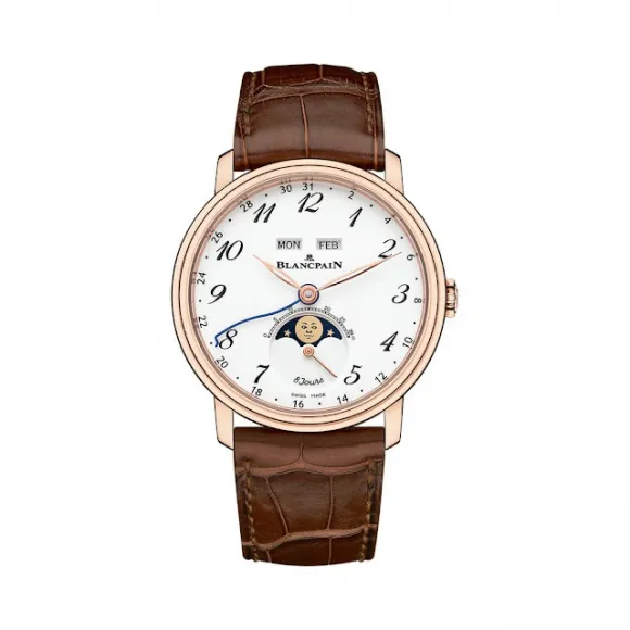 宝珀/Blancpain Villeret系列 42MM 18K玫瑰金 自动机械机芯 男表 6639A-3612-55B