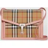 博百利/Burberry 女士 小号 Vintage 格纹拼皮革斜背包 (烟熏玫瑰色) 80063601