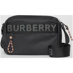 博百利/Burberry 男士 徽标装饰斜背包 (黑色) - 男士  80115961