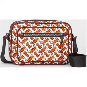 博百利/Burberry 男士 专属标识印花拼皮革斜背包 (朱红色) - 男士  80116771