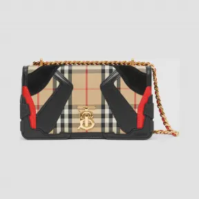 博百利/Burberry Lola - 小号嵌花 Vintage 格纹萝纳包 (典藏米色) - 女士  80234261