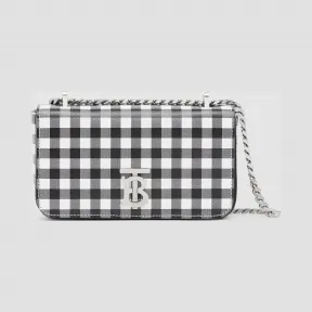 博百利/Burberry Lola - 迷你小方格皮革萝纳包 (黑色 / 白色)  80281151