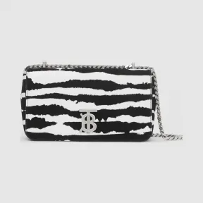 博百利/Burberry Lola - 小号水彩植绒皮革萝纳包 (白色 / 黑色) - 女士  80281811