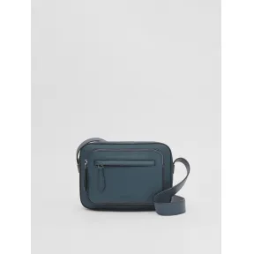 博百利/Burberry 粒纹皮革斜背包 (灰蓝色) - 男士 80437111