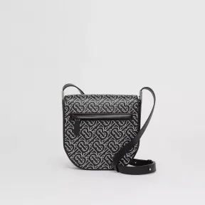 博百利/Burberry Olympia – 迷你专属标识印花皮革埃伦匹亚斜背包 (黑色 / 白色) - 男士 80492681