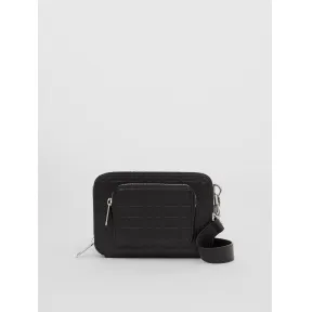 博百利/Burberry 格纹压花皮革斜背包 (黑色) 80493291