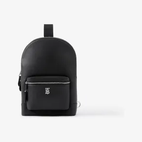 博百利/Burberry TB 粒纹皮革斜背包 (黑色) 80638581