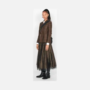 迪奥/Dior 亚麻和桑蚕丝条纹百褶裙 011J50A3042-X7755