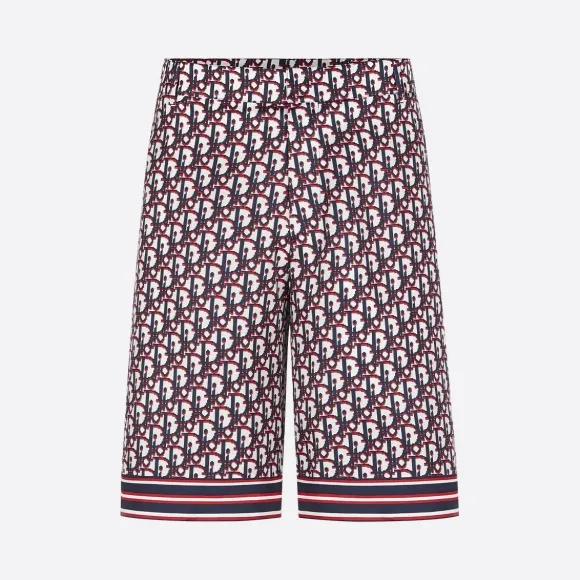 迪奥/Dior 多色桑蚕丝斜纹 Oblique 印花短裤 013C121A4751-C085