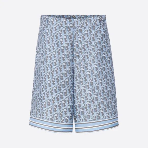 迪奥/Dior 多色桑蚕丝斜纹 Oblique 印花短裤 013C121A4751-C885