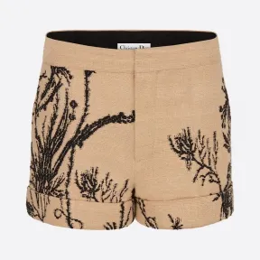 迪奥/Dior 柞蚕丝混纺花朵图案 Natural Dior 短裤 021P10A7726-X1851