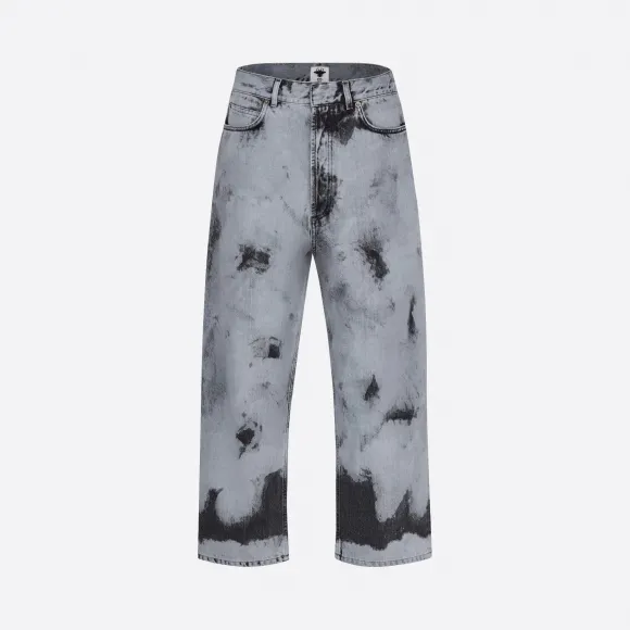 迪奥/Dior Tie & Dior 灰色和黑色短款牛仔裤 022P16A3154-X9374