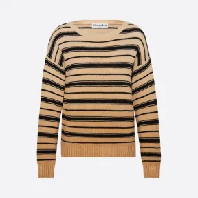 迪奥/Dior 米色羊绒条纹针织上衣 024S40TM028-X1851