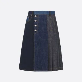 迪奥/Dior 百褶裙 蓝色棉质牛仔布拼饰效果 222J55A3510_X5889_T34
