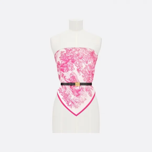 迪奥/Dior Dior 印花上衣 象牙色和荧光粉色桑蚕丝斜纹面料和黑色光滑牛皮革 Sauvage 茹伊印花 22JOU120I602_C432_TS