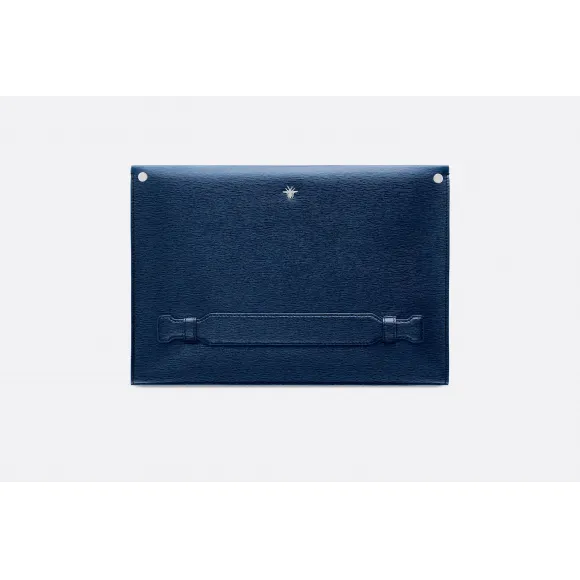 迪奥/Dior 蓝色软木饰面小牛皮三角形手拿包  2ABCA142YHT H00E