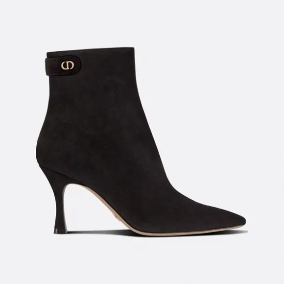 迪奥/Dior Dior Attract 高跟及踝靴 黑色绒面羊皮革 KDI743VVV_S900_T34