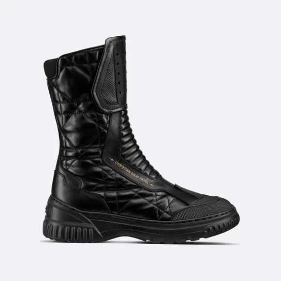 迪奥/Dior D-Leader 及踝靴 黑色绗缝牛皮革藤格纹 KDI802CQC_S900_T34
