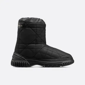 迪奥/Dior Dior Frost 及踝靴 黑色绗缝效果尼龙藤格纹图案和皮毛一体 KDI812CQN_S900_T345