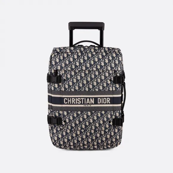 迪奥/Dior 小号 DiorTravel 行李箱 蓝色提花科技面料 Oblique 印花 M6100STZQ_M928_TU