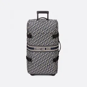 迪奥/Dior 中号 DiorTravel 行李箱 蓝色提花科技面料 Oblique 印花 M6101STZQ_M928_TU