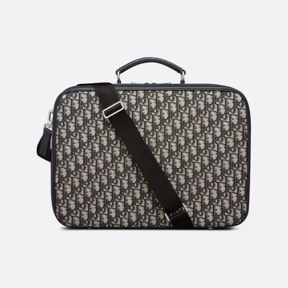 迪奥/Dior 行李箱 蓝色羊皮革和提花面料 Oblique 印花 M9995PTZQ_M928_TU