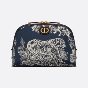 迪奥/Dior 30 Montaigne 化妆包 蓝色 Reverse 茹伊印花 S2124UTFQ_M928_TU