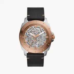 化石/Fossil Privateer Sport Mechanical Black Leather Watch BQ2428