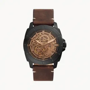 化石/Fossil Privateer Sport Mechanical Brown Leather Watch BQ2429