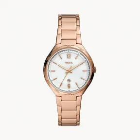 化石/Fossil Ashtyn Three-Hand Date Rose Gold-Tone Stainless Steel Watch BQ3739
