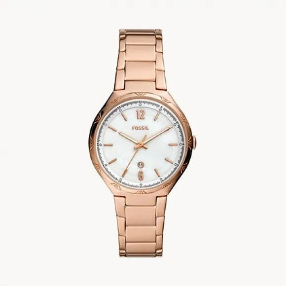 化石/Fossil Ashtyn Three-Hand Date Rose Gold-Tone Stainless Steel Watch BQ3739