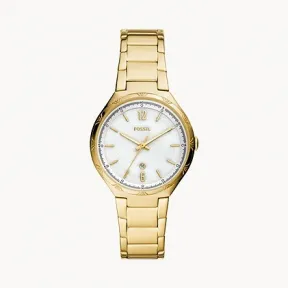 化石/Fossil Ashtyn Three-Hand Date Gold-Tone Stainless Steel Watch BQ3740
