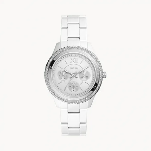化石/Fossil Stella Multifunction White Ceramic Watch CE1113