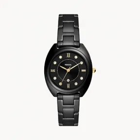 化石/Fossil Gabby Three-Hand Date Black Stainless Steel and Ceramic Watch CE1114