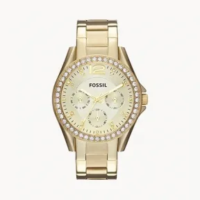 化石/Fossil Riley Multifunction Gold-Tone Stainless Steel Watch ES3203