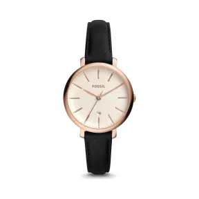 化石/Fossil Jacqueline 三指针日期显示灰色真皮表带腕表 ES4370