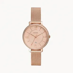化石/Fossil Jacqueline Three-Hand Date Rose Gold-Tone Stainless Steel Watch ES4628