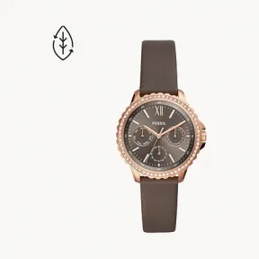 化石/Fossil Izzy Multifunction Gray Leather Watch ES4889