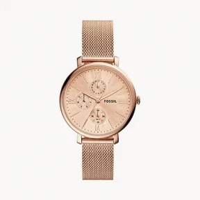 化石/Fossil Jacqueline Multifunction Rose Gold-Tone Stainless Steel Mesh Watch ES5098