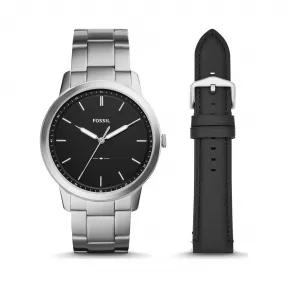 化石/Fossil The Minimalist 三指针腕表和可更换表带套装 FS5451SET