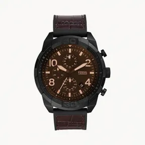 化石/Fossil Bronson Chronograph Brown Croco Leather and Rubber Watch FS5713