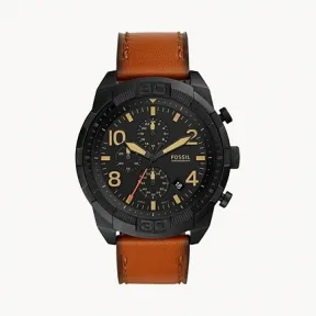 化石/Fossil Bronson Chronograph Luggage Leather Watch FS5714