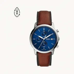 化石/Fossil Minimalist Chronograph Luggage Eco Leather Watch FS5850